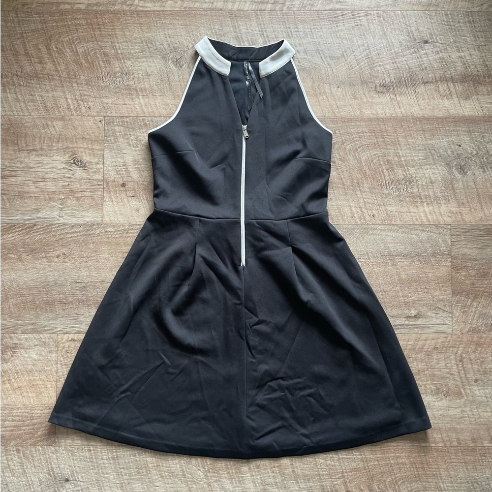 Marc New York Black and White Zip-Front Mini Dress